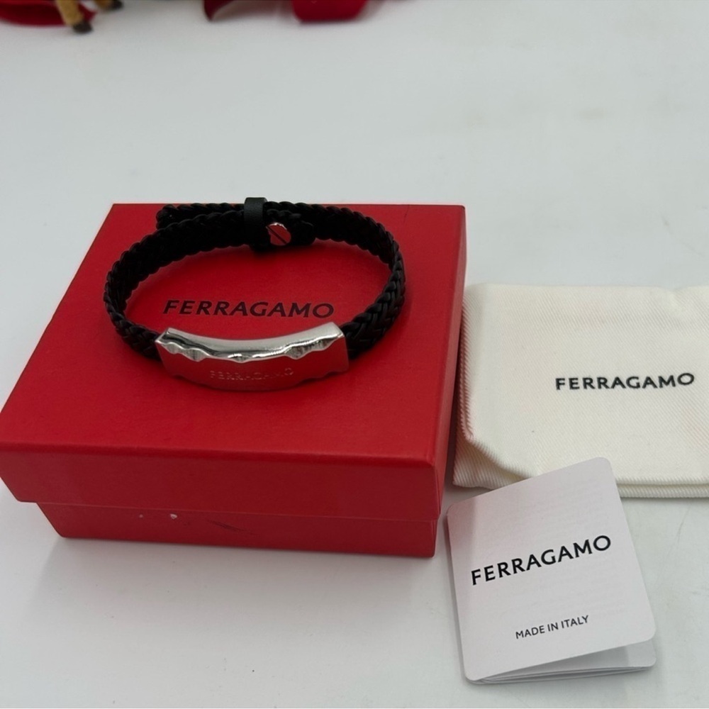 Men’s Salvatore Ferragamo, leather braided bracelet made in Italy